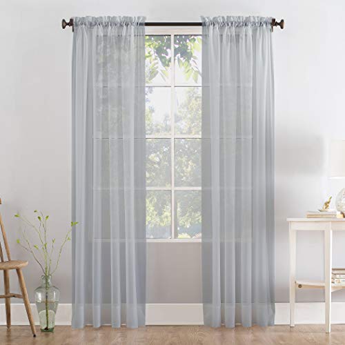 Megachest Lucy Voile-Vorhang mit Raffhaltern, 183 cm, Silbergrau, 142 x 183 cm (B x H) von Megachest