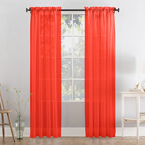 Megachest Lucy Voile-Vorhang mit Raffhaltern, 3 + 7 cm, 3 + 7 cm, Rot, B 142 x H 228,5 cm, in 31 Farben und 10 Größen (28 Farben) von Megachest