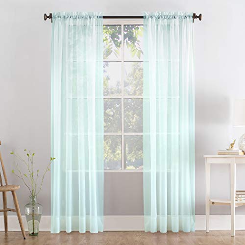 Megachest Lucy Voile-Vorhang mit Raffhaltern, 1 Paar, extra hoch, 274/300 cm; Farbe Mint, B 142 x H 274 cm, in 35 Farben von Megachest