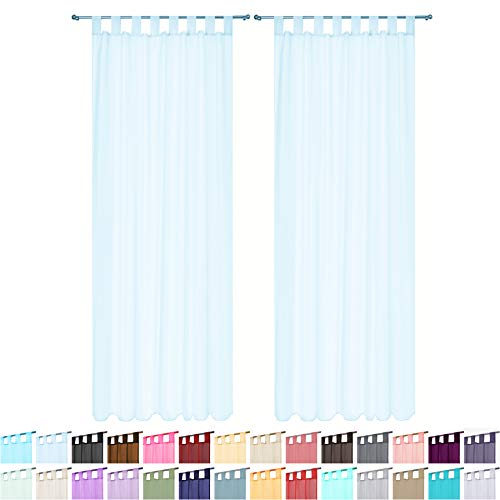 Megachest Lucy gewebter Voile-Vorhang, 2 Stoffbahnen mit Bändern (28 Farben) (Babyblau, 142 cm breit x 48 cm lang) von Megachest