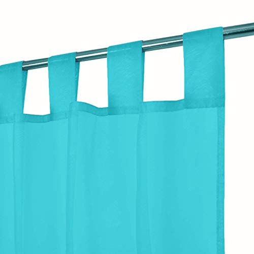 Megachest lucy Voile-Vorhang mit Schlaufen, gewebt, 2 Paneele mit Bändern, Blaugrün, B 142 x H 91,5 cm, in 28 Farben von Megachest