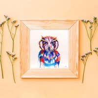 Eule Art Print Tropfenbild Multicolor Tier Vogel Wand Dekor Kinderzimmer Haus von MeganPadovanoDesign