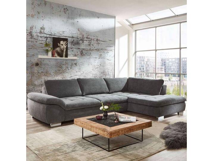 Megapol Ecksofa MP-IN14007 in modernem Chenillegewebe im Farbton grau auf wählbaren Füßen Megapol Ecksofa MP-IN14007 in modernem Chenillegewebe im Farbton grau auf wählbaren Füßen von Megapol