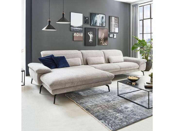 Megapol Ecksofa MP-IN22025 in grauem Stoffbezug mit großflächigem Canape in einer Vielzahl von Farbtönen wählbar auf Metallfüßen Megapol Ecksofa MP-IN22025 in grauem Stoffbezug mit großflächigem Canape in einer Vielzahl von Farbtönen wählbar auf Metallfüßen von Megapol