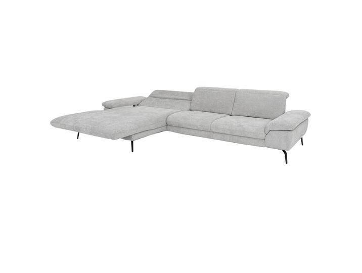 Megapol Ecksofa MP-IN22025 in grauem Stoffbezug mit großzügigem Canape und zahlreichen Funktionen in vielen weiteren Farben auf Metallfüßen von Megapol