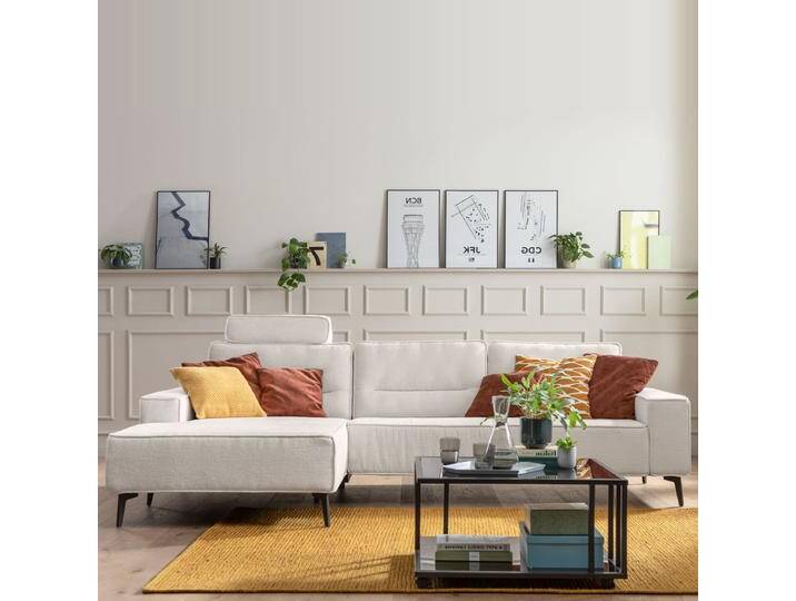 Megapol MP-IN23123 Ecksofa in beigem Stoff mit optionaler Funktion sowie einer Kopfstützen mit legerer Polsterung und wählbarer Fußvariante Megapol MP-IN23123 Ecksofa in beigem Stoff mit optionaler Funktion sowie einer Kopfstützen mit legerer Polsterung und wählbarer Fußvariante von Megapol