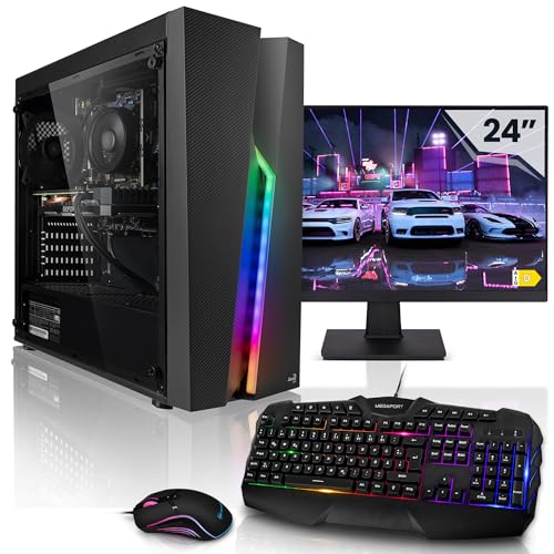 Megaport Komplett Set Gaming PC Set Intel Core i5-11400F • 24" Monitor • Windows 11 • GTX1650 • 16GB 3200MHz DDR4 • 500GB M.2 SSD • WLAN • Tastatur • Maus pc Gaming komplettpaket von Megaport