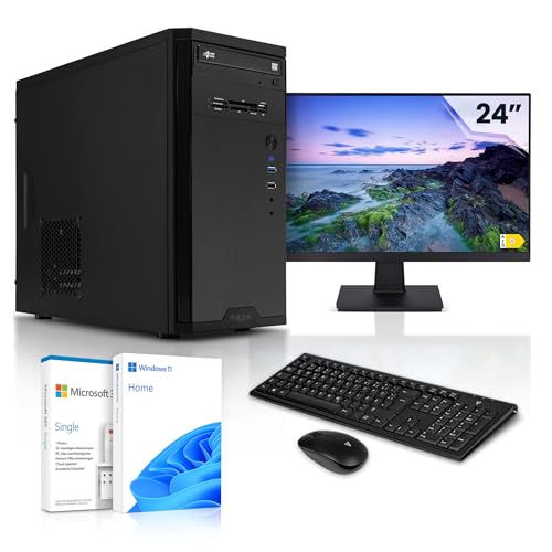 Megaport Komplett Home Office PC Academy AMD Ryzen 5 5600G 6x3.90GHz • 24" Monitor • Windows 11 • AMD Vega 7 integriert • 16GB DDR4 • 500GB M.2 SSD • WLAN • Tastatur Maus Set • Multimedia PC von Megaport