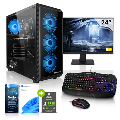 Megaport Komplett Set PC AMD Ryzen 3 3200G 4X 3.60 GHz • 24" Monitor • Windows 11 • AMD Radeon RX 6400 4GB • 8GB 3200 MHz DDR4 • 500GB SSD • Tastatur • Maus pc Gaming komplettpaket von Megaport