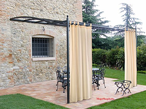 Megashopitalia Vorhang für Pavillon Pergola Veranda verpackt mit Ösen aus Baumwolle von Megashopitalia