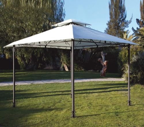 Top Abdeckplane für Pavillon, Ersatz, 3 x 3 m, Ecru mit Airvent Kanten, nur Abdeckplane von Megashopitalia