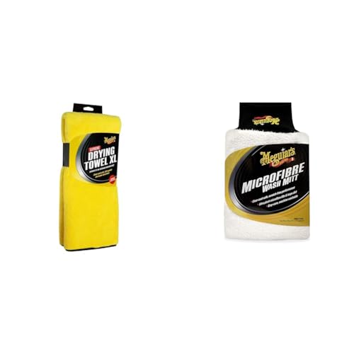 Meguiar's X1905EU Supreme Mikrofaser-Trockentuch XL, Gelb – Inklusive extra Dicker Mikrofaser-Waschhandschuh von Meguiar's