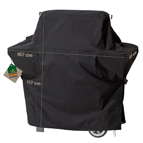 Mehr Garten Grillabdeckung wetterfest Trapezform, 167x63x117 cm, schwarz, Oxford 600D Gewebe, Gasgrill Abdeckung wasserdicht und UV-beständig, Grill Abdeckhaube von Mehr Garten