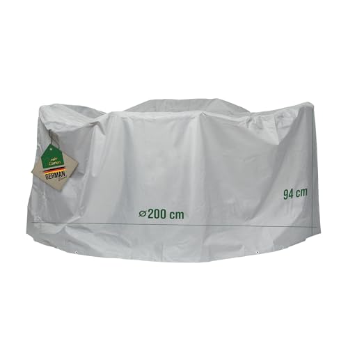 Mehr Garten Premium Protect Abdeckung Sitzgruppe rund, Ø200x94 cm, hellgrau, atmungsaktives 2-lagiges Polyestergewebe, Gartenmöbel Abdeckung wasserdicht und UV-beständig von Mehr Garten