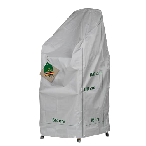 Mehr Garten Premium Protect Abdeckung Stapelstühle 68x96x110/150 cm, hellgrau, atmungsaktives 2-lagiges Polyestergewebe, Schutzhülle für Gartenstühle wasserdicht und UV-beständig von Mehr Garten