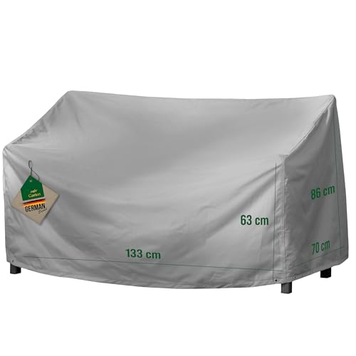 Mehr Garten Premium Protect Gartenbank Abdeckung 2 Sitzer, 133x70x63/86 cm, hellgrau, atmungsaktives 2-lagiges Polyestergewebe, Schutzhülle Sitzbank wasserdicht und UV-beständig von Mehr Garten