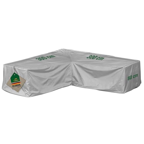 Mehr Garten Premium Protect Lounge Abdeckung L-Form, 300x300x80 cm, hellgrau, atmungsaktives 2-lagiges Polyestergewebe, Schutzhülle Gartenmöbel wasserdicht und UV-beständig von Mehr Garten