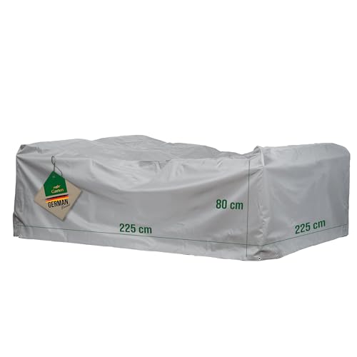 Mehr Garten Premium Protect Lounge Abdeckung quadratisch, 225x225x80 cm, hellgrau, atmungsaktives 2-lagiges Polyestergewebe, Schutzhülle Gartenmöbel wasserdicht und UV-beständig von Mehr Garten