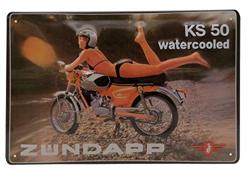 LUCKYLINDE - Retro Blechschild passend für Zündapp Moped, Motorrad Fans, Deko Werkstatt, Garagen Schild, geprägtes Stahlblech (20 x 30 cm) von LuckyLinde