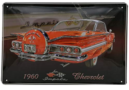 Auto Oldtimer Blechschild passend für Chevrolet, Chevy Impala - hochwertig geprägt, 30 x 20 cm Wandschild, Türschild, Dekoration von Mehr Relief-Schilder hier...