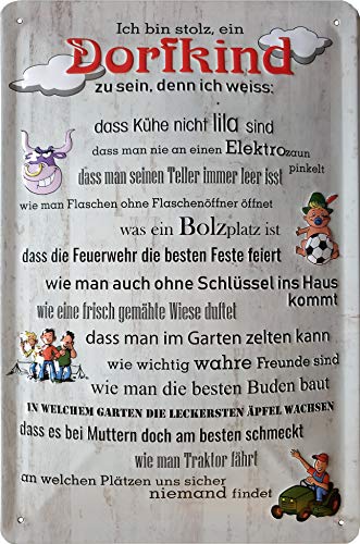 DORFKIND, lustiger Spruch - Landwirtschaft - Feuerwehr - Familie - hochwertig geprägt 30 x 20 cm - Wandschild, Türschild, Dekoration von Mehr Relief-Schilder hier...