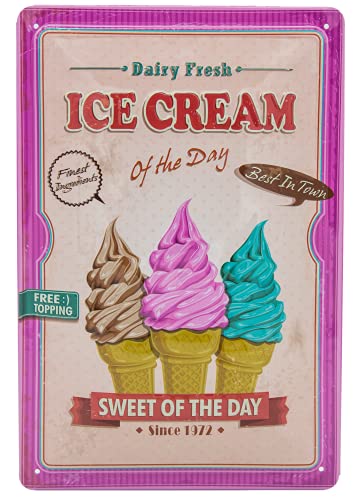 EIS, Ice Creme, Softeis, geprägtes Blechschild 30 x 20 cm, Softeis Eisdiele, Gelateria - Schokolade, Erdbeere und Phantasie mit Topping von LuckyLinde
