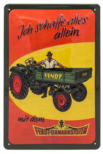 FENDT Einmannsystem, Traktor - hochwertig geprägtes Blechschild, Türschild, Wandschild, Garagenschild, Werkstatt Deko, Retro Werbeschild, 30 x 20 cm von Mehr Relief-Schilder hier...