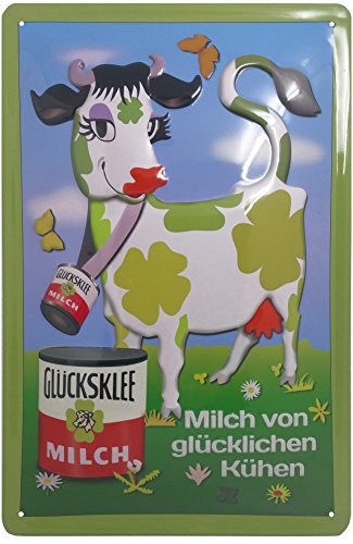 Retro Vintage Küchen Blechschild passend für Glücksklee Milch fans, geprägtes Metall-Schild 30 x 20 cm von LuckyLinde