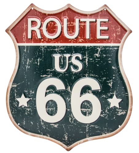 Großes, geprägtes Route 66 Retro Blechschild - US Vintage Deko Schild, Wandschild, Lounge und Bar Dekoration, 40 x 33 cm von Mehr Relief-Schilder hier...