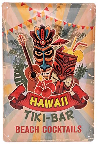 Hawaii TIKI Beach Bar Blechschild, hochwertig geprägt, 30 x 20 cm, Wandschild, Türschild, Dekoration von Mehr Relief-Schilder hier...