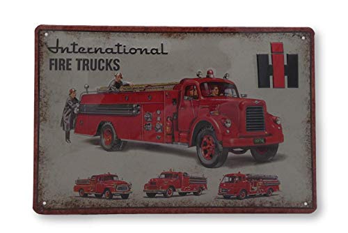 LUCKYLINDE geprägtes Blechschild passend für IHC Schlepper, Traktor und Landwirtschaft Fans, Deko Werkstatt, Garagen Oldtimer Schild 20 x 30 cm (Feuerwehr) von LuckyLinde