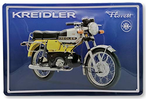 Kreidler Florett, Motorrad, Retro Blechschild, hochwertig geprägtes Werbeschild, Türschild, Wandschild, 30 x 20 cm von Mehr Relief-Schilder hier...