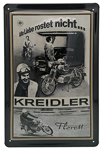 30 x 20 cm Retro Blechschild passend für Kreidler Florett Moped, Motorrad Fans, Deko Werkstatt, Garagen Schild, geprägtes Stahlblech von LuckyLinde