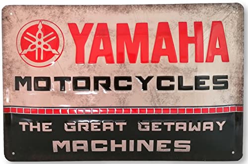 Mehr Relief-Schilder hier... Motorrad Retro Blechschild passend für Yamaha Liebhaber, geprägtes Deko Blechschild, 30 x 20 cm, bunt von Mehr Relief-Schilder hier...