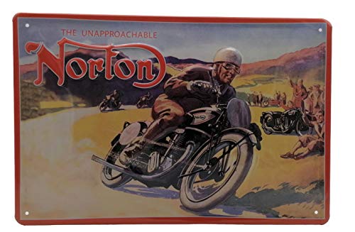 NORTON Motorcycles - Motorrad Werkstatt Vintgage Retro Blechschild Werbung Reklame-Marke-Schild-Magnet-Metallschild-Werbeschild-Wandschild von Mehr Relief-Schilder hier...