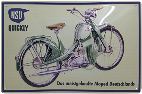 NSU Quickly, Moped, Motorrad Klassiker, hochwertig geprägtes Retro Blechschild, Werbeschild 30 x 20 cm von Mehr Relief-Schilder hier...