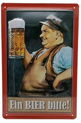 Ein Bier Bitte - Retro Blechschild - Biergarten Bier Deko Schild, geprägt, 30 x 20 cm von Mehr Relief-Schilder hier...