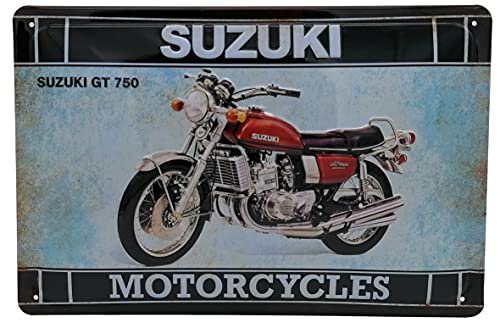 Retro Motorrad Blechschild passend für Suzuki Fans, Liebhaber und Sammler - Deko Metallschild, Service, Werkstatt Deko Schild, geprägt, 30 x 20 cm von Mehr Relief-Schilder hier...