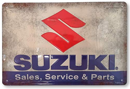 Retro Motorrad Service Blechschild passend für SUZUKI Fans, vintage Metall Deko Garagen Schild, 30 x 20 cm von Mehr Relief-Schilder hier...