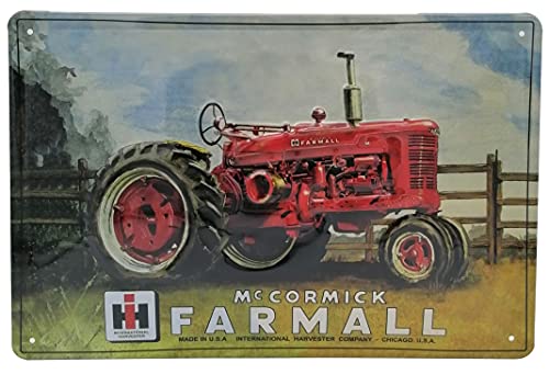 Retro Oldtimer Trakor Blechschild passend für IHC FARMALL Fans - Vintage Werbeschild, Garagen, Werkstatt Deko Schild gepräg von Mehr Relief-Schilder hier...