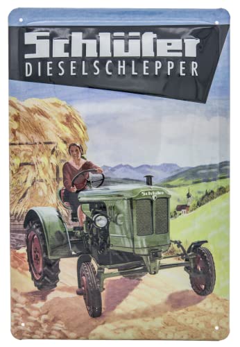Retro Schlepper Blechschild - Oldtimer Traktor - passend für Schlüter Fans, geprägtes Blechschild 30 x 20 cm von Mehr Relief-Schilder hier...