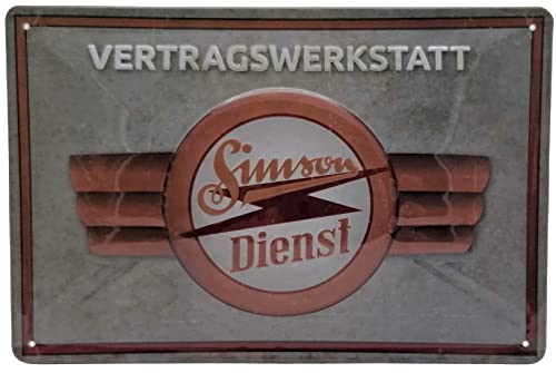 Simson Kundendienst Werkstatt Retro Blechschild Schwalbe Mokick Kleinroller Motorrad Werbung Reklame-Marke-Schild-Magnet-Metallschild-Werbeschild-Wandschild von Mehr Relief-Schilder hier...