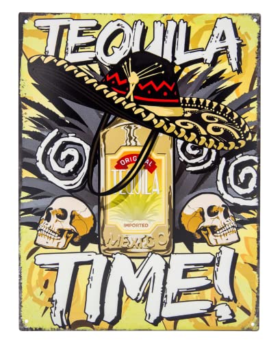 Tequila Time Mexiko - Retro Blechschild - Bar Deko 33 x 25 cm, bunt von Mehr Relief-Schilder hier...