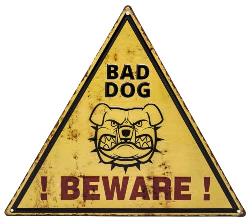 Warnhinweis - Vorsicht bissiger Hund - geprägtes Blechschild 34 x 30 cm (Bad Dog) von Mehr Relief-Schilder hier...