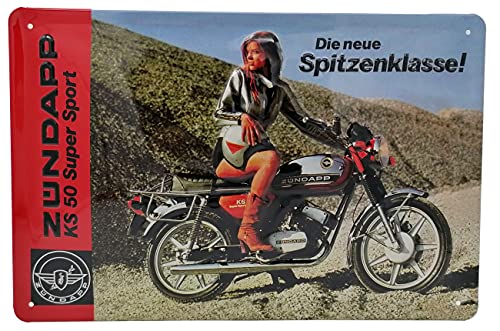 ZÜNDAPP KS 50 Super Sport Moped, hochwertig geprägtes Retro Werbeschild, Blechschild, Türschild, Wandschild, 30 x 20 cm von Mehr Relief-Schilder hier...