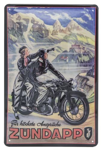 Zündapp Motorrad, Höchste Ansprüche, hochwertig geprägtes Retro Blechschild, Türschild, Wandschild, Reklame 30 x 20 cm von Mehr Relief-Schilder hier...