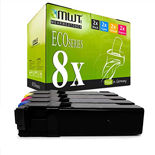 8X MWT Toner für Epson Aculaser C 2900 DN N ersetzt C13S050627 - C13S050630 von Mehrwegtoner, kein Epson Original