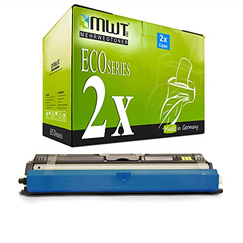 Mehrwegtoner 2X Magicolor 1600 W , 1650 EN D , 1650 EN , 1650 EN DT , 1680mf , 1690mf ersetzen Konica Minolta Blaue C Patronen - deutsche Qualität von MWT - kein Original von Mehrwegtoner