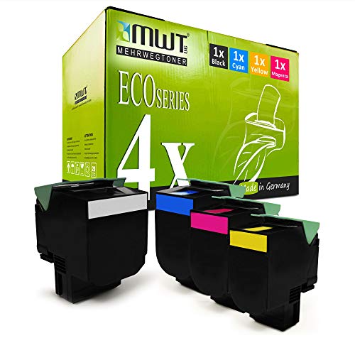 Mehrwegtoner 4X Toner im Set kompatibel für Lexmark CS421 CS521dn CS622de CX421adn CX522ade CX622 CX625 ade ersetzt 78C20K0 C0 M0 Y0 von Mehrwegtoner