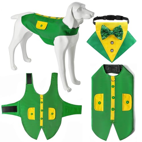 Bandana für Haustiere, Smoking, formelles Hochzeitskostüm mit Schleife, Geburtstagsparty-Outfit für Katzen, Welpen, kleine, mittelgroße und große Hunde, Größe M, Grün Bandana für Haustiere, Smoking, formelles Hochzeitskostüm mit Schleife, Geburtstagsparty-Outfit für Katzen, Welpen, kleine, mittelgroße und große Hunde, Größe M, Grün von MeiAOBest